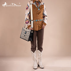 Montana West Cut-Out Embroidered Collection Tote/Crossbody