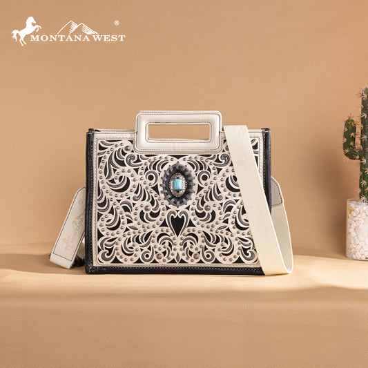 Montana West Cut-Out Embroidered Collection Tote/Crossbody