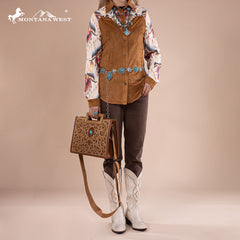 Montana West Cut-Out Embroidered Collection Tote/Crossbody