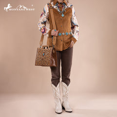 Montana West Cut-Out Embroidered Collection Tote/Crossbody