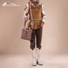 Montana West Cut-Out Embroidered Collection Tote/Crossbody