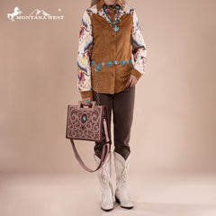 Montana West Cut-Out Embroidered Collection Tote/Crossbody