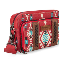Wrangler Aztec Printed Crossbody Purse-Red