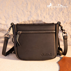 Montana West Genuine Leather Tooled Fringe Crossbody