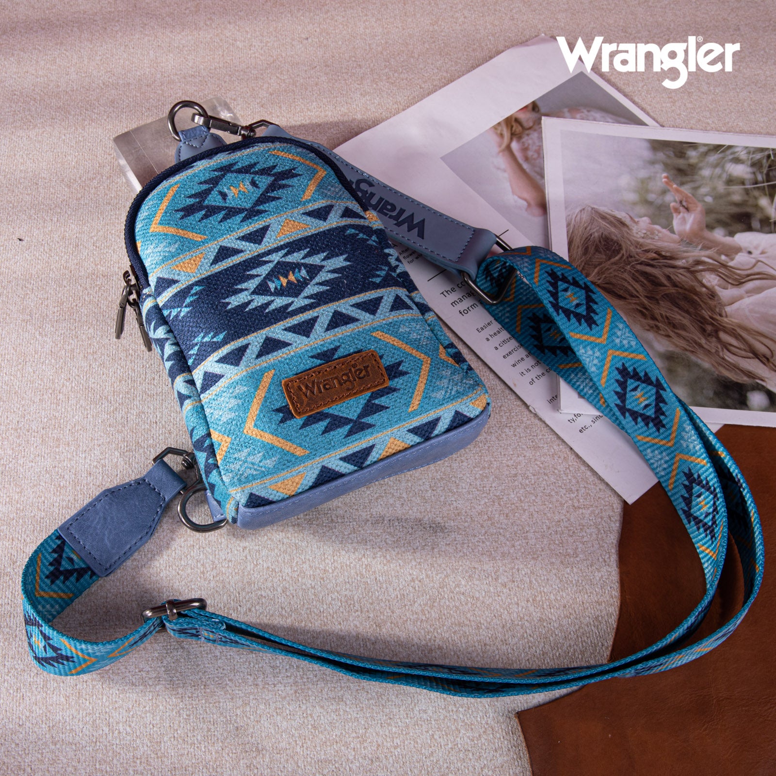 2024 New Wrangler Southwestern Print Canvas Crossbody/Sling/Chest Bag - Cowgirl Wear