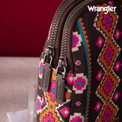 Wrangler Southwestern Print Canvas Crossbody/Sling/Chest Bag-Hot Pink