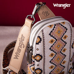 2024 New Wrangler Southwestern Print Canvas Crossbody/Sling/Chest Bag-Tan