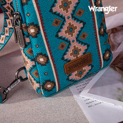 2024 New Wrangler Southwestern Print Canvas Crossbody/Sling/Chest Bag-Dark Turquoise