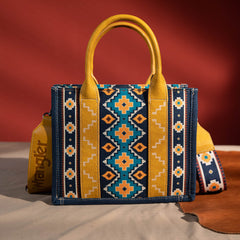 Wrangler Aztec Southwestern Pattern Dual Sided Print Canvas Tote/Crossbody Bag Collection - Cowgirl Wear