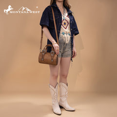 Montana West Western Tooled Buckle Collection Mini Barrel Crossbody Bag