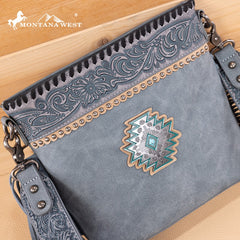 Montana West Tooled Aztec Concho Collection Crossbody