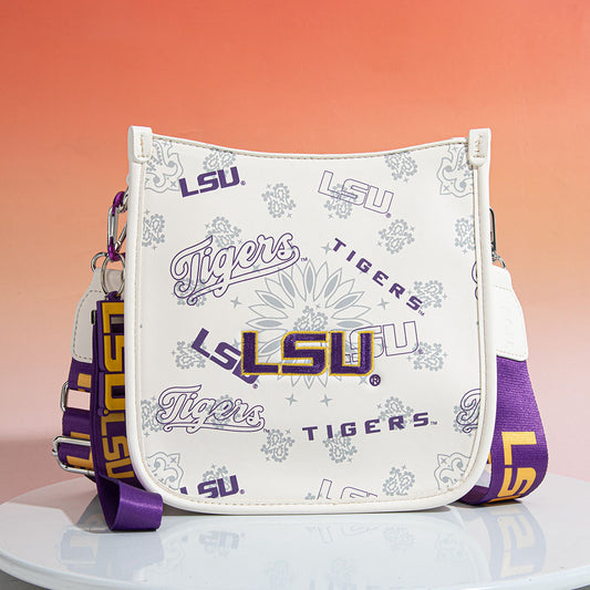 Louisiana State University Fighting Tigers Crossbody Purse With Wristlet Keychain