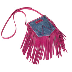 Wrangler Leather Fringe Jean Denim Pocket Crossbody - Cowgirl Wear