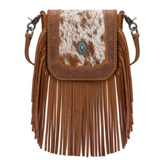 Montana West Genuine Leather Tooled Collection Fringe Crossbody