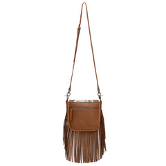 Montana West Genuine Leather Tooled Collection Fringe Crossbody