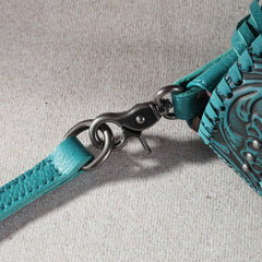 Montana West Genuine Leather Tooled Collection Fringe Crossbody