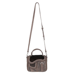 Trinity Ranch Hair-On Cowhide Saddle Shape Crossbody Satchel