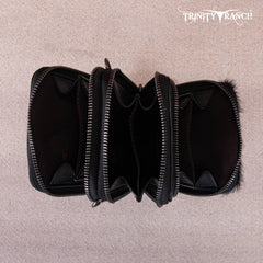 Trinity Ranch Genuine Hair-On Cowhide /Tooled  Collection Phone Purse with Coin Pouch