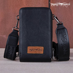 Trinity Ranch Genuine Hair-On Cowhide /Tooled  Collection Phone Purse with Coin Pouch