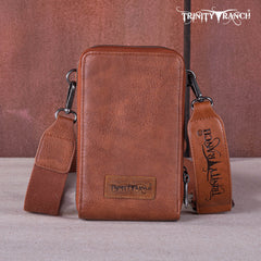 Trinity Ranch Genuine Hair-On Cowhide /Tooled  Collection Phone Purse with Coin Pouch