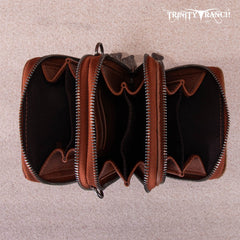 Trinity Ranch Genuine Hair-On Cowhide /Tooled  Collection Phone Purse with Coin Pouch