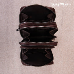 Trinity Ranch Genuine Hair-On Cowhide /Tooled  Collection Phone Purse with Coin Pouch