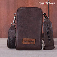Trinity Ranch Genuine Hair-On Cowhide /Tooled  Collection Phone Purse with Coin Pouch