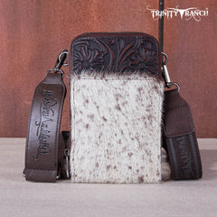 Trinity Ranch Genuine Hair-On Cowhide /Tooled  Collection Phone Purse with Coin Pouch