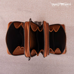 Trinity Ranch Genuine Hair-On Cowhide /Tooled  Collection Phone Purse with Coin Pouch