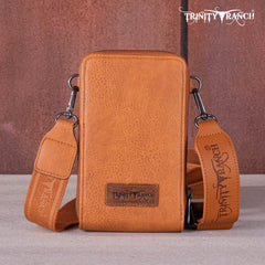 Trinity Ranch Genuine Hair-On Cowhide /Tooled  Collection Phone Purse with Coin Pouch
