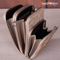 Trinity Ranch Genuine Hair-On Cowhide /Tooled  Collection Phone Purse with Coin Pouch