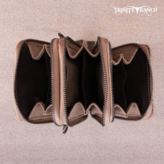 Trinity Ranch Genuine Hair-On Cowhide /Tooled  Collection Phone Purse with Coin Pouch