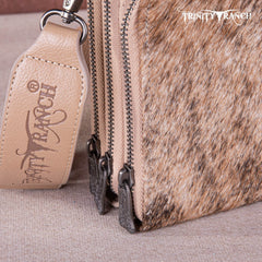Trinity Ranch Genuine Hair-On Cowhide /Tooled  Collection Phone Purse with Coin Pouch