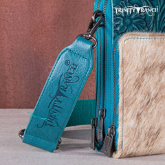 Trinity Ranch Genuine Hair-On Cowhide /Tooled  Collection Phone Purse with Coin Pouch