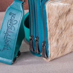 Trinity Ranch Genuine Hair-On Cowhide /Tooled  Collection Phone Purse with Coin Pouch