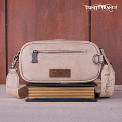 TR165-197  Trinity Ranch Genuine Hair-On Cowhide Triple Zippered Pocket Fringe Belt Bag