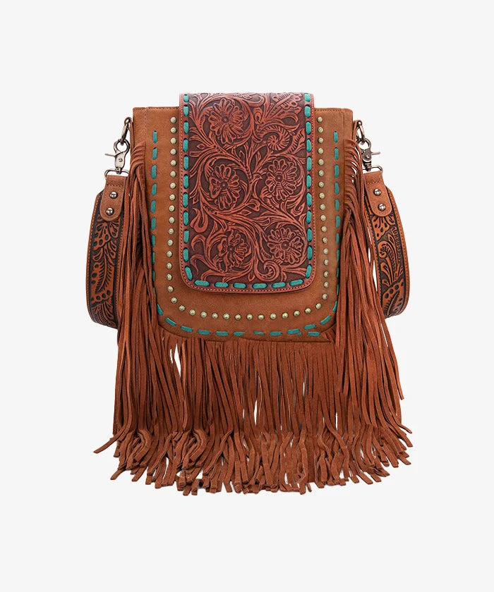 Trinity Ranch Fringe Tooled Crossbody - Montana West World