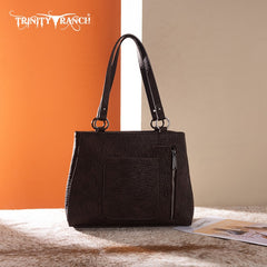 Trinity Ranch Genuine Hair-On Cowhide Tooled Collection Concealed Carry Tote