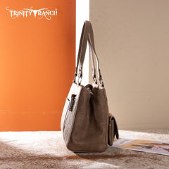 Trinity Ranch Genuine Hair-On Cowhide Tooled Collection Concealed Carry Tote
