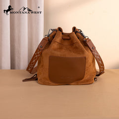 Montana West Boot Stitch Fringe Drawstring Crossbody Bag