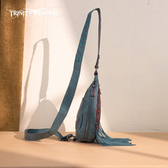 Trinity Ranch Floral Tooled Fringe Sling Bag