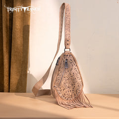 Trinity Ranch Floral Tooled Fringe Sling Bag
