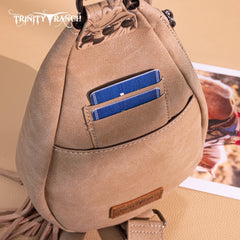 Trinity Ranch Floral Tooled Fringe Sling Bag
