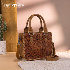 Trinity Ranch Western Floral Tooled Mini Tote Bag