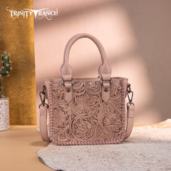Trinity Ranch Western Floral Tooled Mini Tote Bag