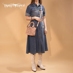 Trinity Ranch Western Floral Tooled Mini Tote Bag