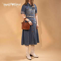 Trinity Ranch Western Floral Tooled Mini Tote Bag