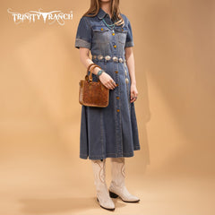 Trinity Ranch Western Floral Tooled Mini Tote Bag