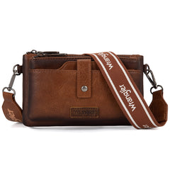 WG120-209  Wrangler Dual Zipper Compartment Crossbody Bag - Brown