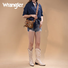 Wrangler Southwestern Pattern Dual Sided Print Crossbody Purse With Wallet Compartment
